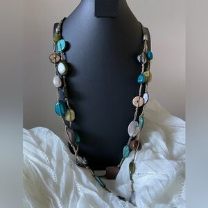 Mix beaded knotted double strands with lobster clasp necklace